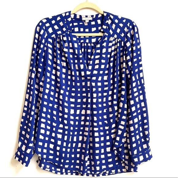 Pleione Tops - Pleione shirred shoulder split neck blouse S